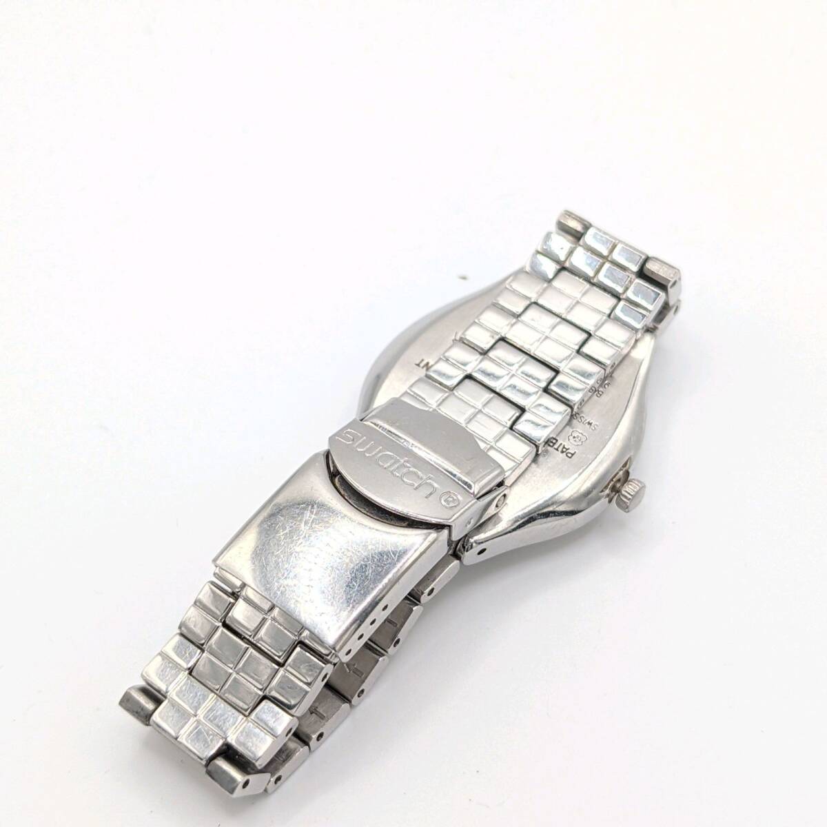 SWATCH Watch QZ Men's Round Silver Navy Day-Date スウォッチ 時計 クオーツ メンズ ラウンド シルバー ネイビー デイデイト 稼働品_画像7