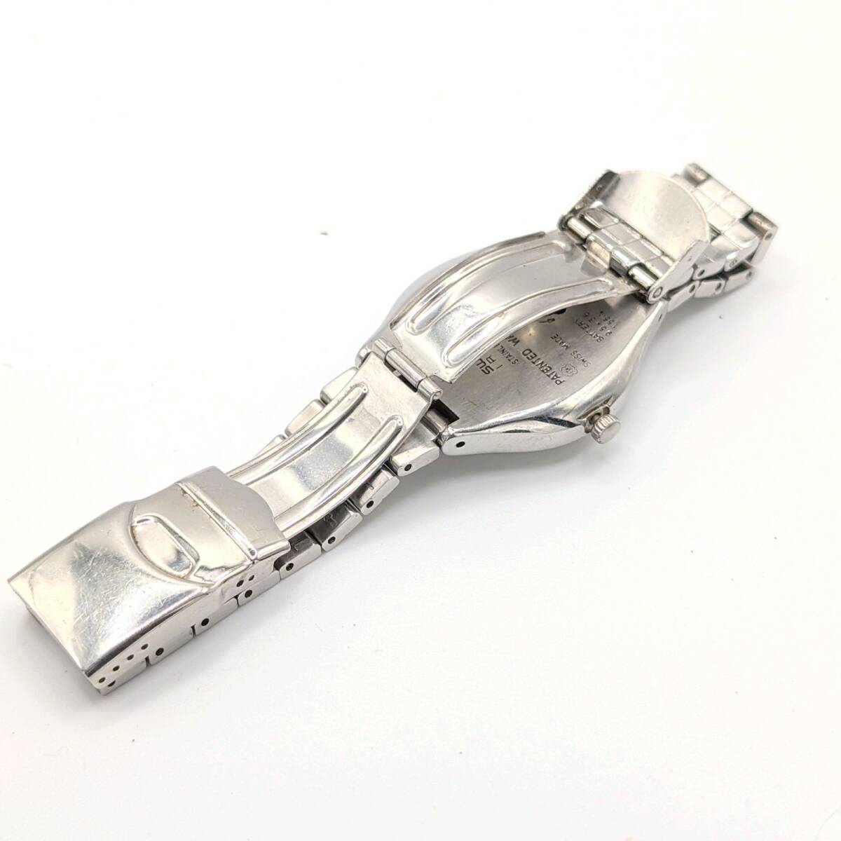 SWATCH Watch QZ Men's Round Silver Navy Day-Date スウォッチ 時計 クオーツ メンズ ラウンド シルバー ネイビー デイデイト 稼働品_画像8