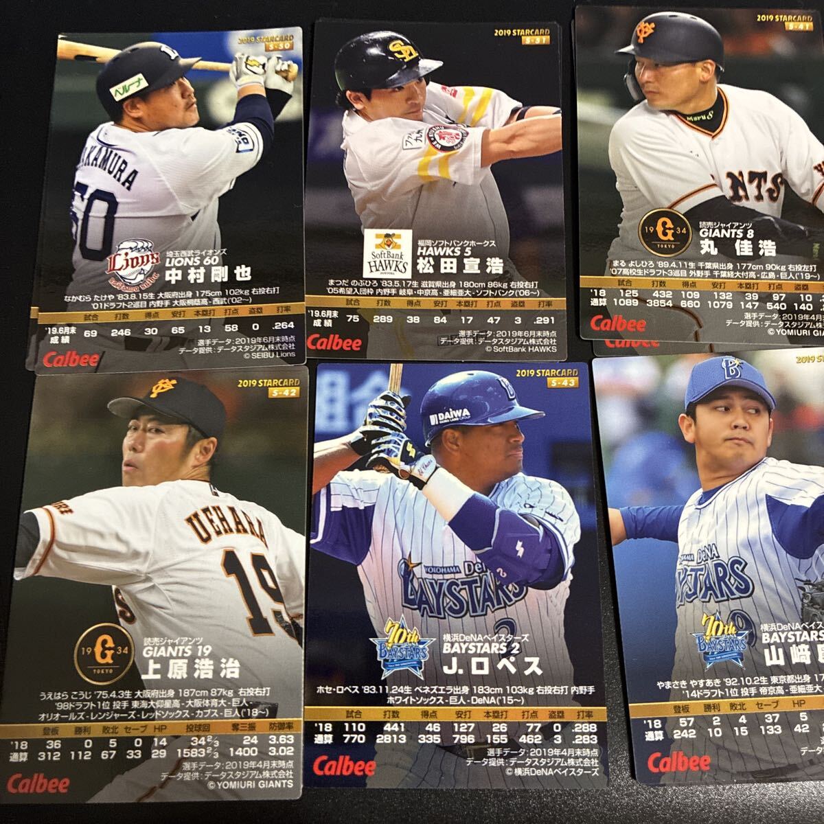  Calbee Professional Baseball chip s2019 Star Card автограф 6 шт. комплект 