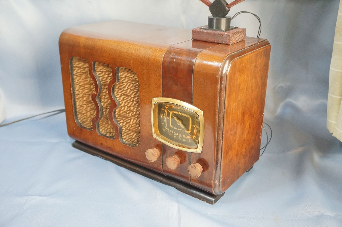  старый средний 4 вакуумная трубка радио (g крышка воспроизведение осмотр волна тип 0V2* восстановление завершено передвижной товар, но б/у товар )