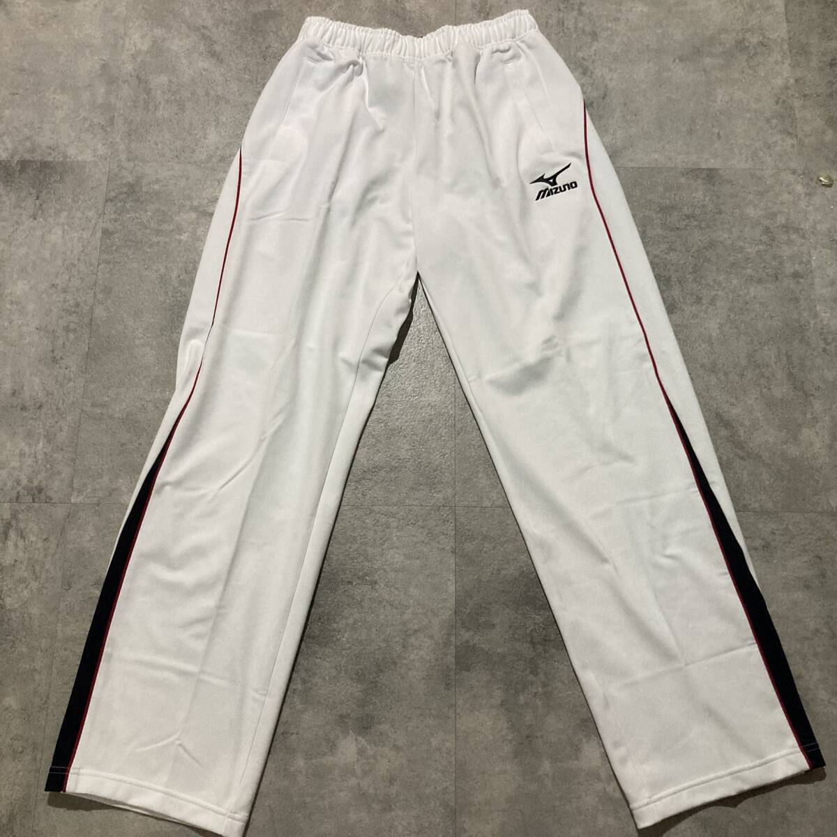【MIZUNO】ミズノ 裏トリコット 日本製 トレーニングパンツ トラックパンツ Lサイズ ホワイト トレーニングウェア ジャージパンツ_画像2