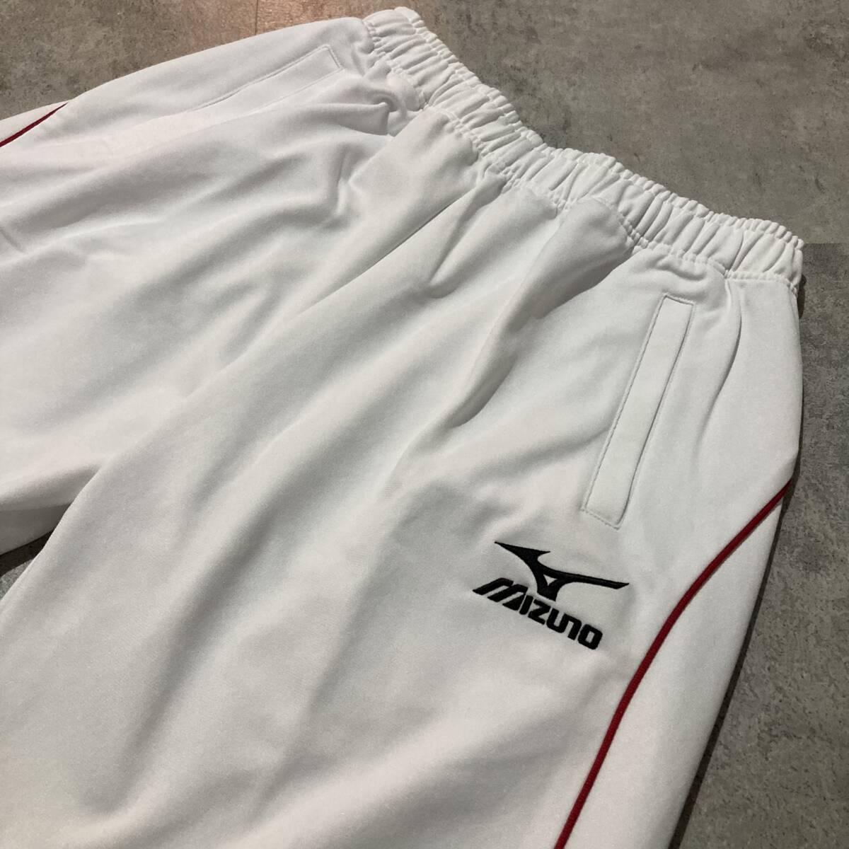 【MIZUNO】ミズノ 裏トリコット 日本製 トレーニングパンツ トラックパンツ Lサイズ ホワイト トレーニングウェア ジャージパンツ_画像1