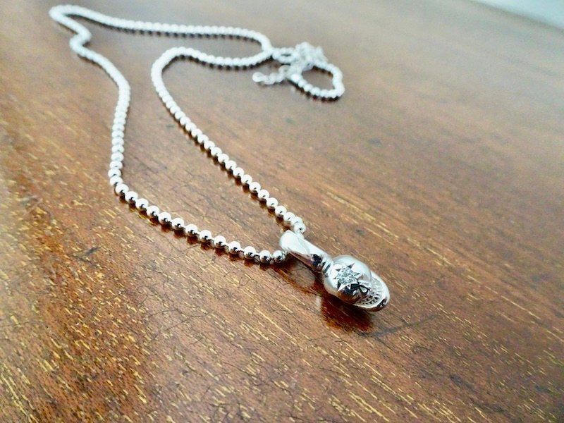 . хвост гравировка [ одноглазый 2.3mm diamond, платина, Lucky Skull подвеска ] ручная работа 265b