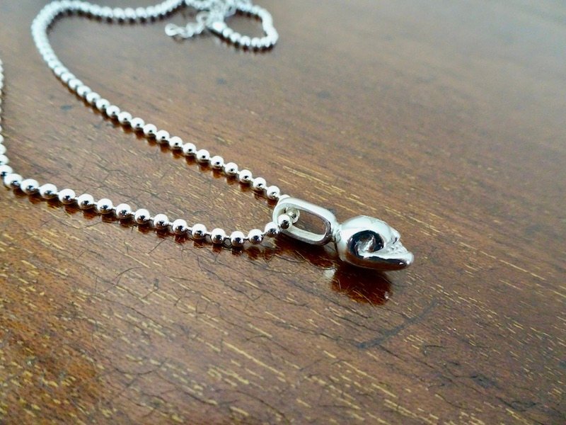 . хвост гравировка [ одноглазый 2.3mm diamond, платина, Lucky Skull подвеска ] ручная работа 265b