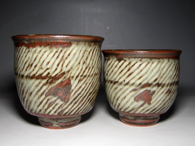 島岡達三 象嵌夫婦湯呑 「益子焼の中興の祖」　　　　　　　m38_画像3