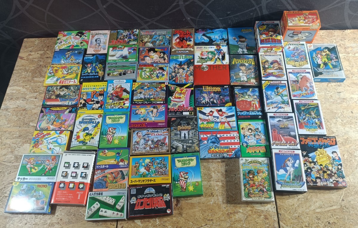 (ANY001)【動作未確認品】1円〜 大量 箱入り ファミリーコンピュータ ゲームカセット 56本まとめ ファミコンソフト FC 任天堂 現状品_画像1