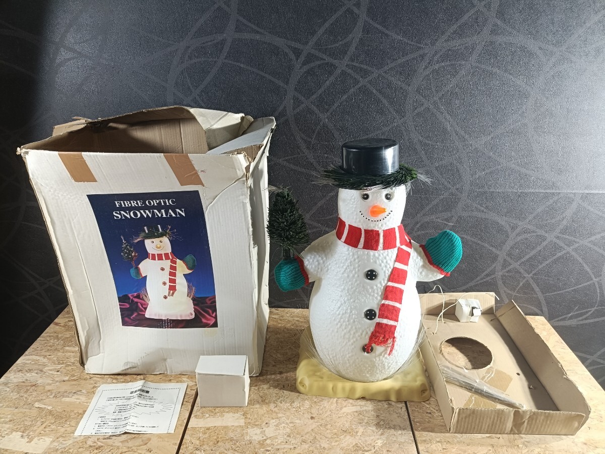 (UK095)訳アリ クリスマス イルミネーション スノーマン FIBRE OPTIC SNOWMAN 雪だるま インテリア 置物 Xmas モチーフライト 現状品_画像1