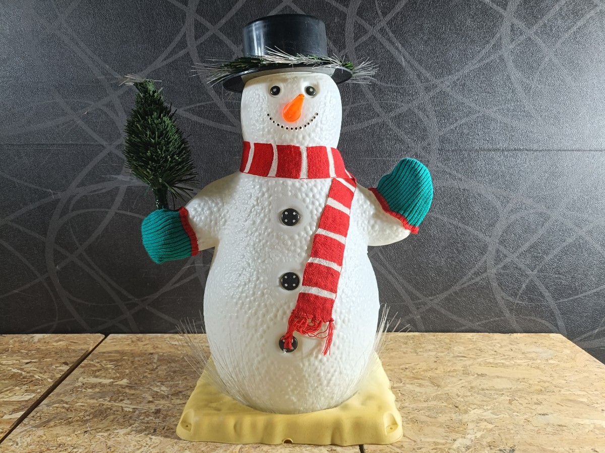 (UK095)訳アリ クリスマス イルミネーション スノーマン FIBRE OPTIC SNOWMAN 雪だるま インテリア 置物 Xmas モチーフライト 現状品_画像2