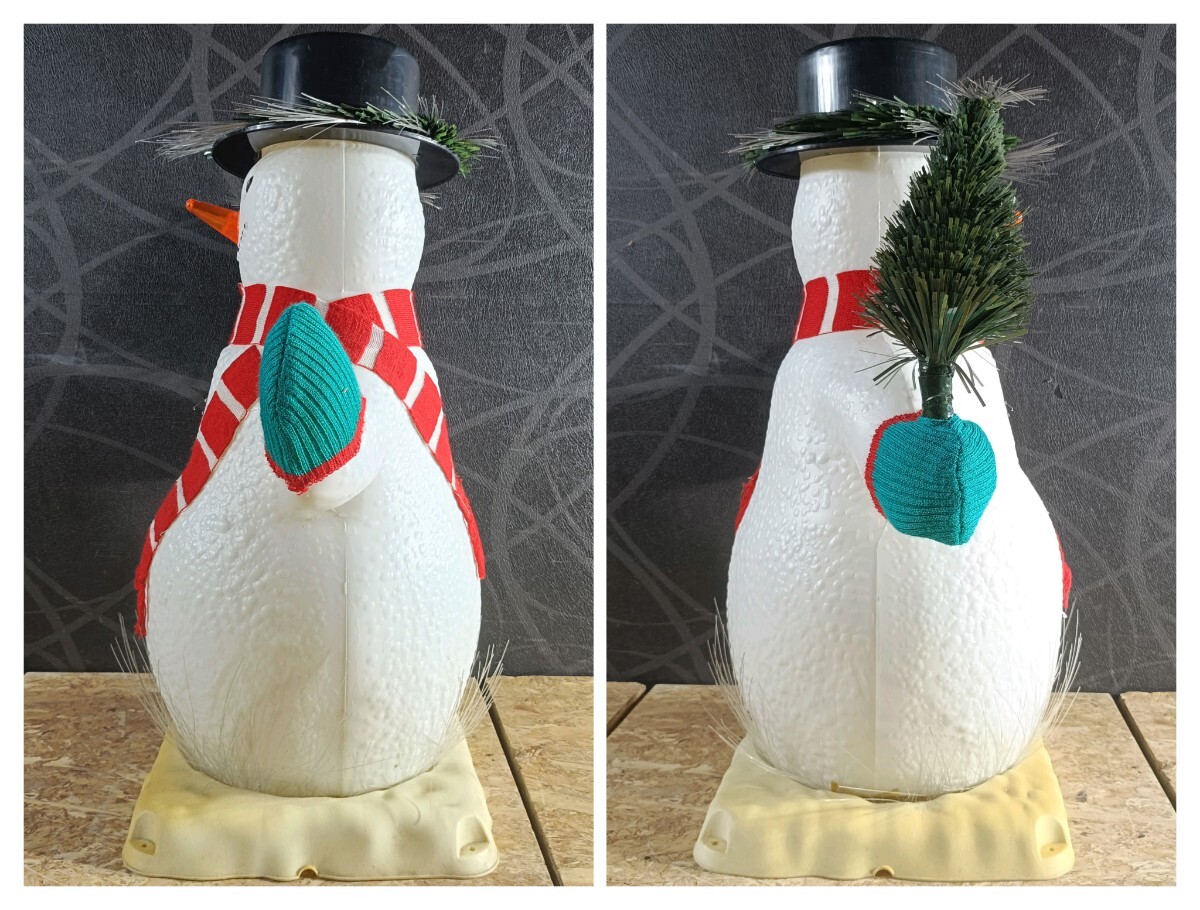 (UK095)訳アリ クリスマス イルミネーション スノーマン FIBRE OPTIC SNOWMAN 雪だるま インテリア 置物 Xmas モチーフライト 現状品_画像4