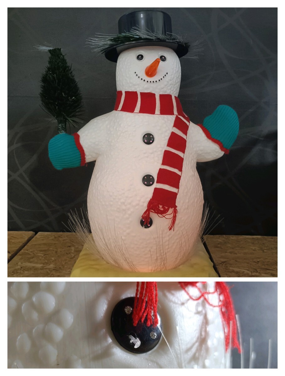 (UK095)訳アリ クリスマス イルミネーション スノーマン FIBRE OPTIC SNOWMAN 雪だるま インテリア 置物 Xmas モチーフライト 現状品_画像9