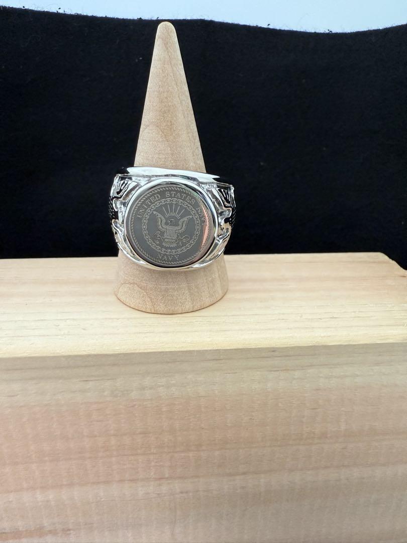 アメリカ 海軍 NAVY ミリタリー リング ロゴ鏡面仕上げ サイズ24号_画像1