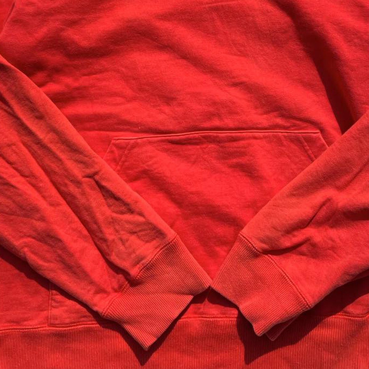 グッドカラー! 90s 日本製 Polo Ralph Lauren ラルフローレン ロゴ刺繍 プルオーバー スウェット パーカー オレンジ 橙色 L メンズ 古着_画像5