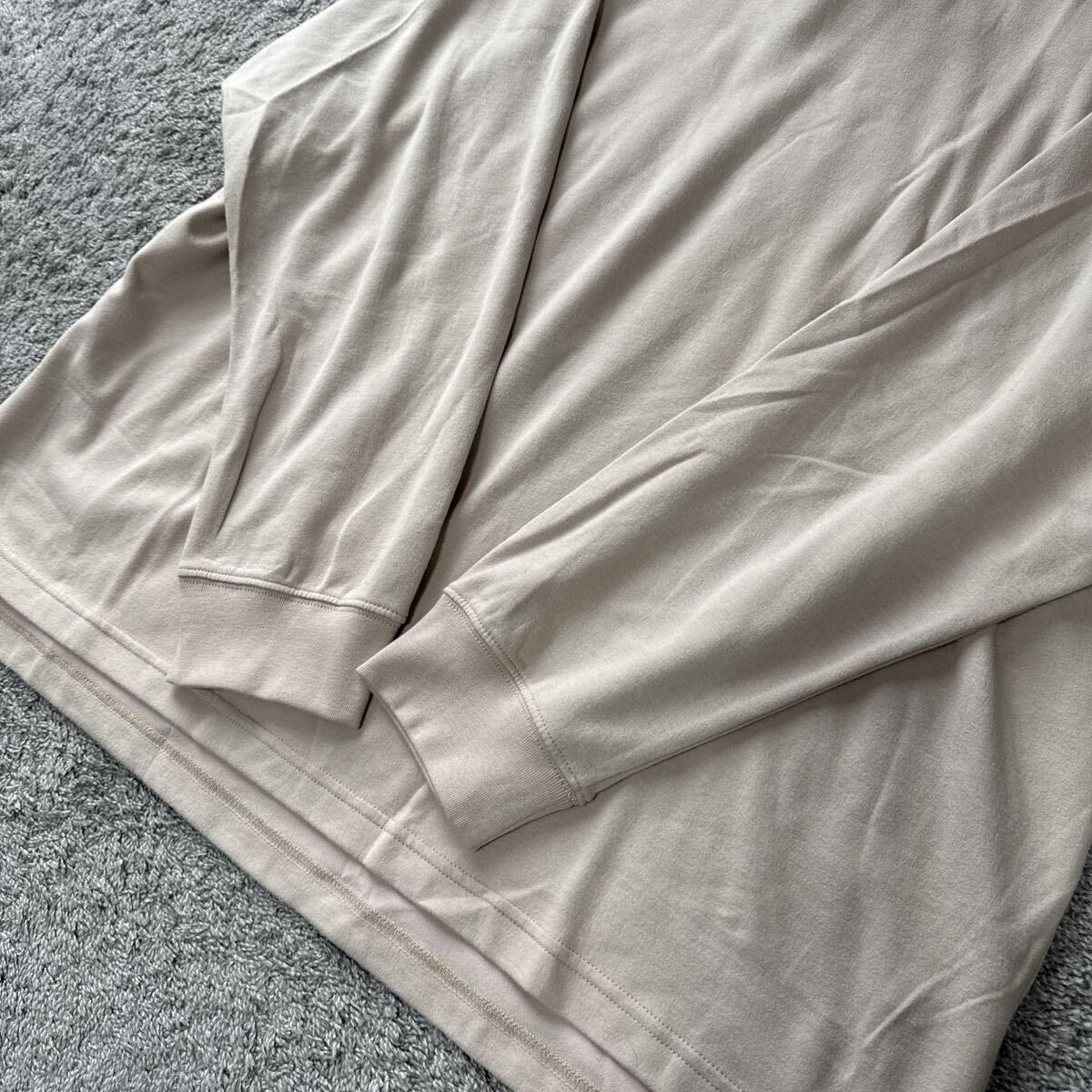 大きいサイズ 毛玉になりにくい襟がよれにくいソフトストレッチ長袖tシャツオフベージュ3L ゆうパケット配送可能 新品 未使用 35_画像2