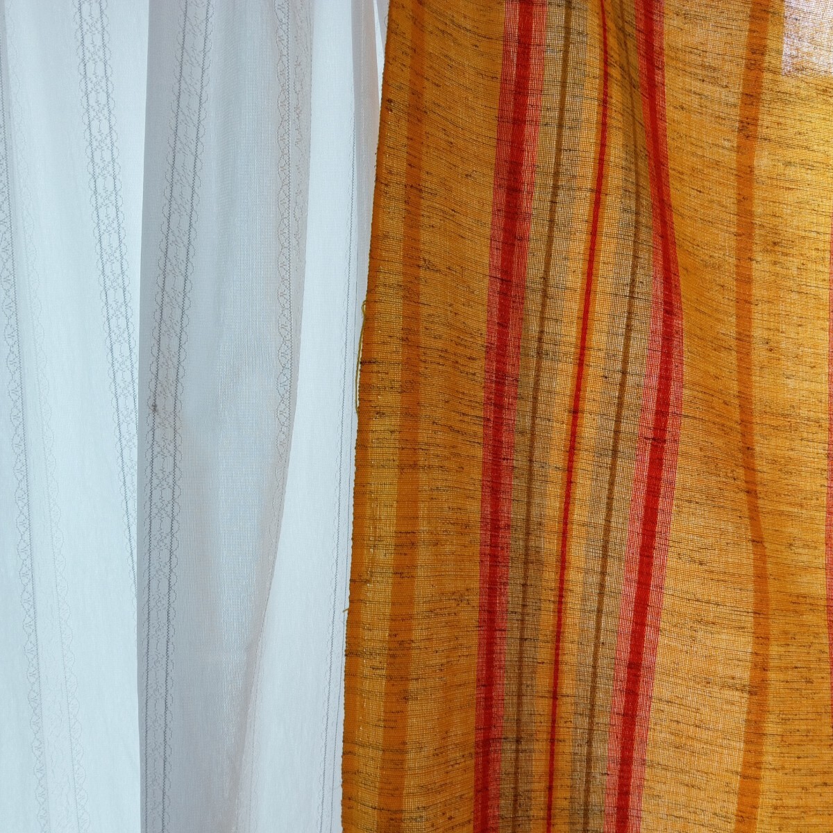  последний! не использовался 6 метров неиспользуемый товар Mid-century занавески ткань 70~80 годы - gire лоскут ткань античный Showa Retro pop 