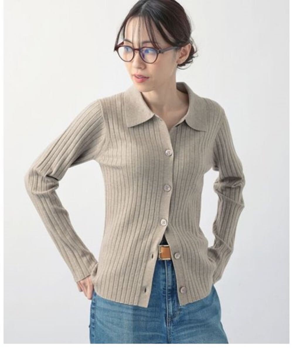 ほぼ新品＊BARNYARDSTORM 襟付きワイドリブニット 上品モカ 太リブ_画像3