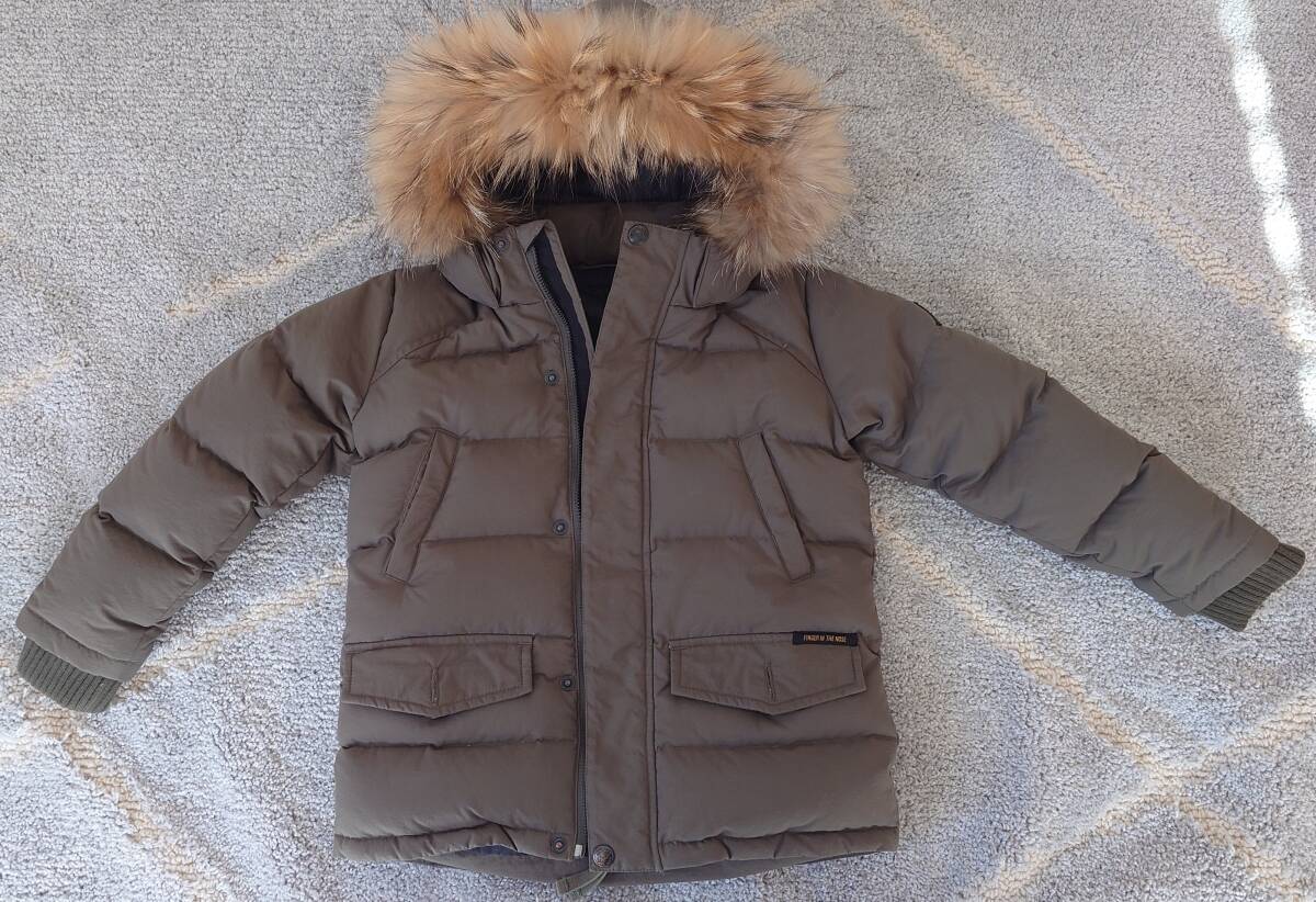ダウンジャケット ファー付き Finger in the nose フィンガーインザノーズ フランス キッズ 子供服 Mサイズ 4/5歳用 防寒着_画像1
