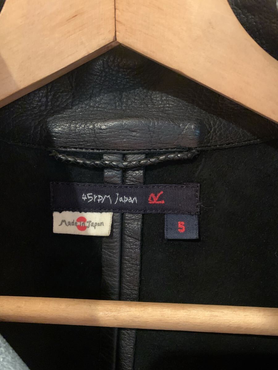 45R 45rpm 鹿皮ジャケット 黒 サイズ5 メンズM-Lサイズ 中古品_画像3
