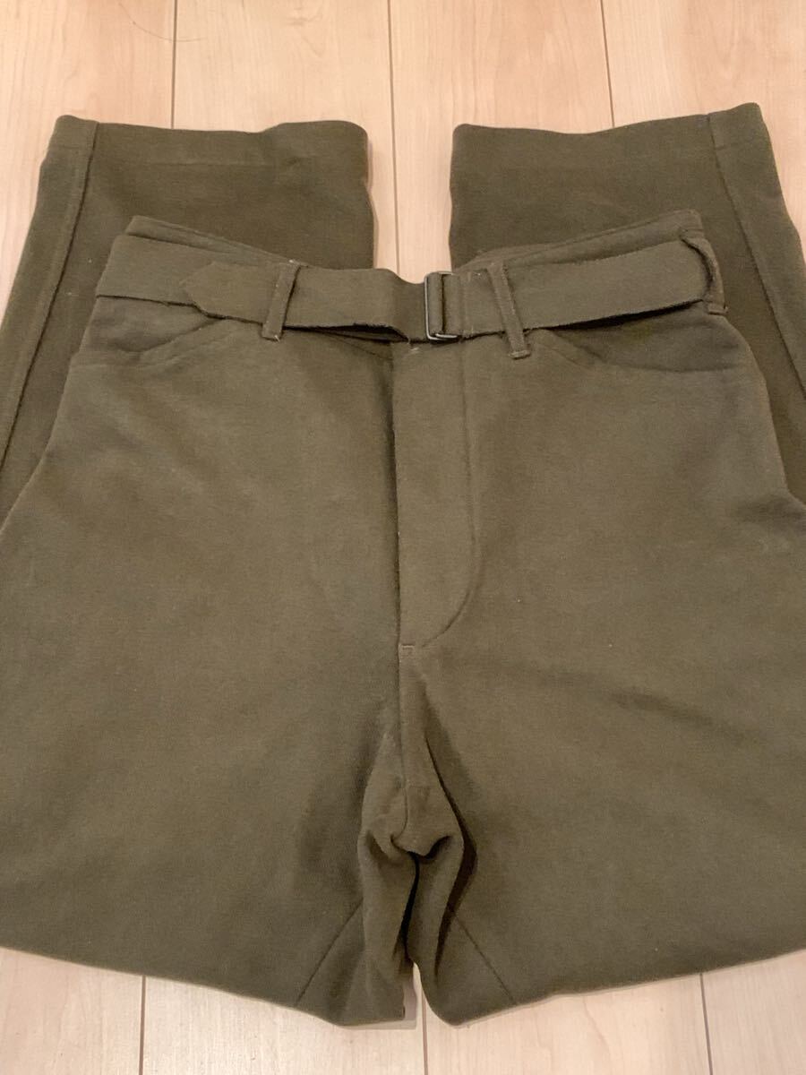COMOLI フェルトン ベルテッドパンツ サイズ2 カーキ ウール/ナイロン_画像3