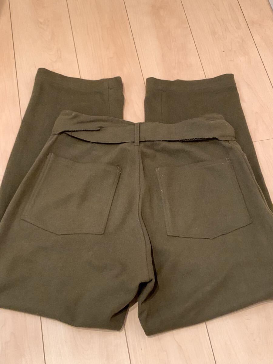 COMOLI フェルトン ベルテッドパンツ サイズ2 カーキ ウール/ナイロン_画像4
