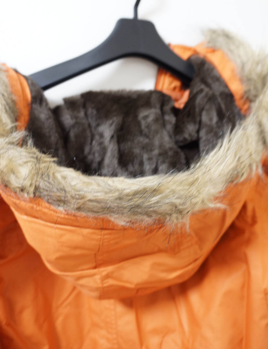 ●新品/中綿/ジャンパー/4L/オレンジ/フード/ファー/レディース●あ0637_画像4