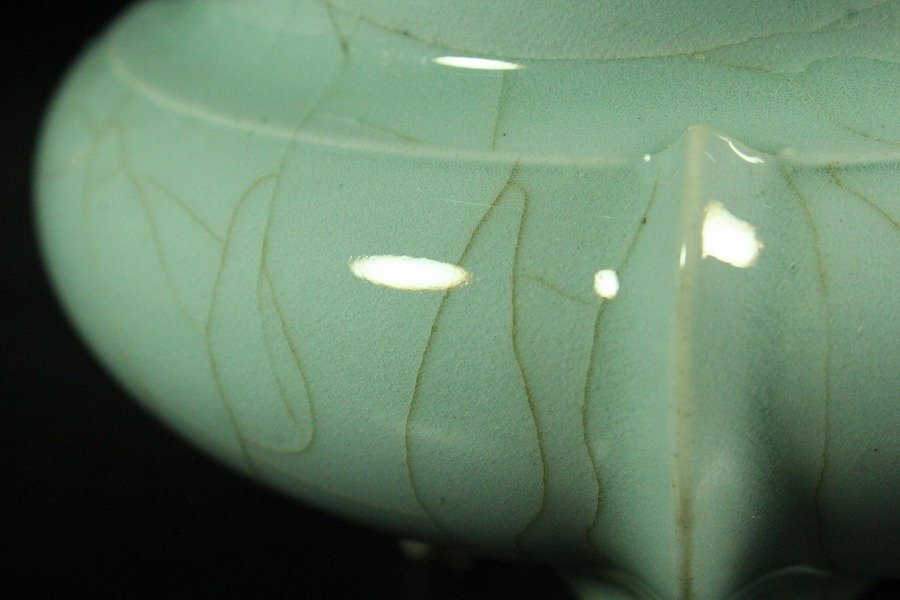 金閣】中国美術 袴腰 三足 青磁香炉 京都旧家蔵 送料無料(XA947)