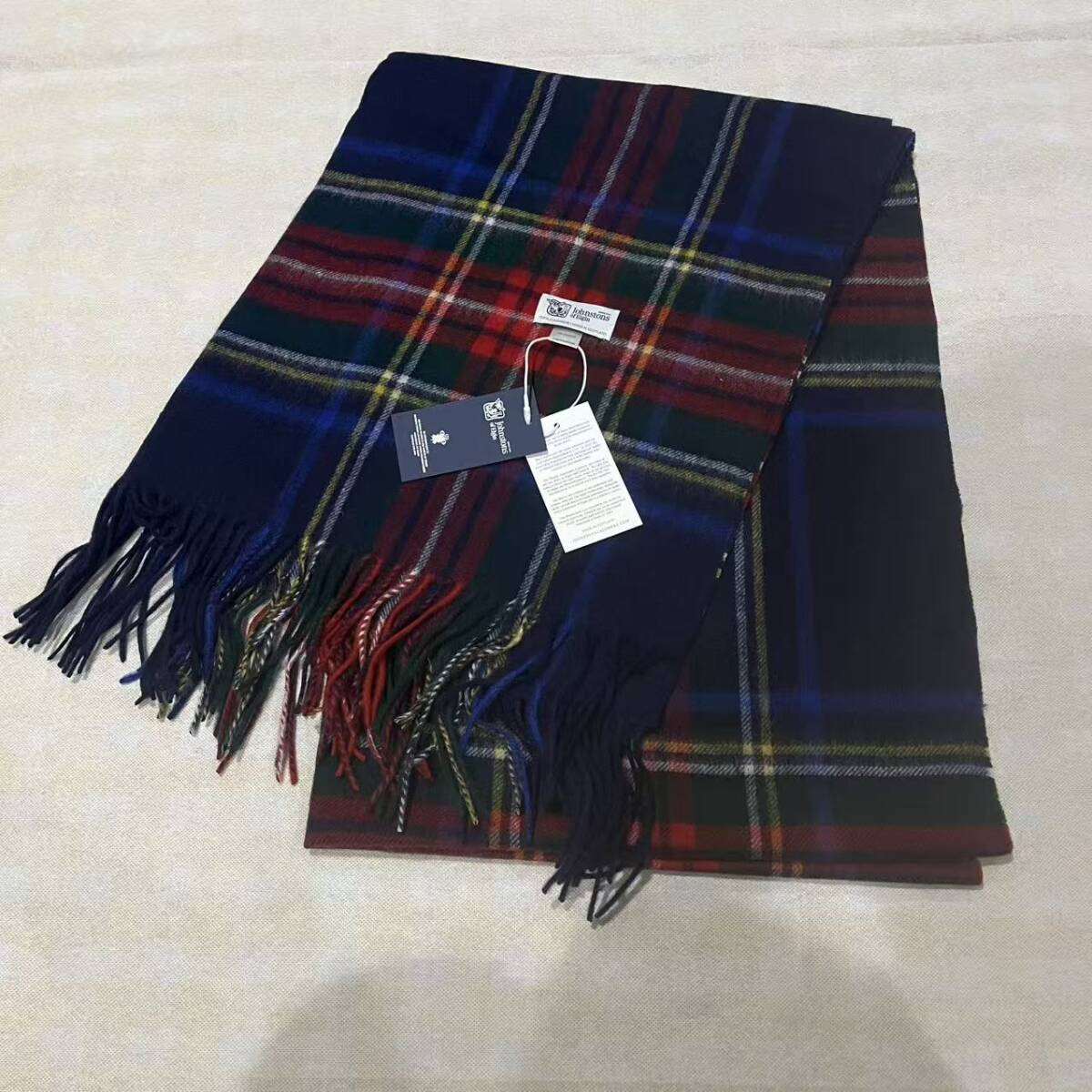 極美品 ジョンストンズオブエルガン カシミヤ100％ 大判 チュワート_画像1