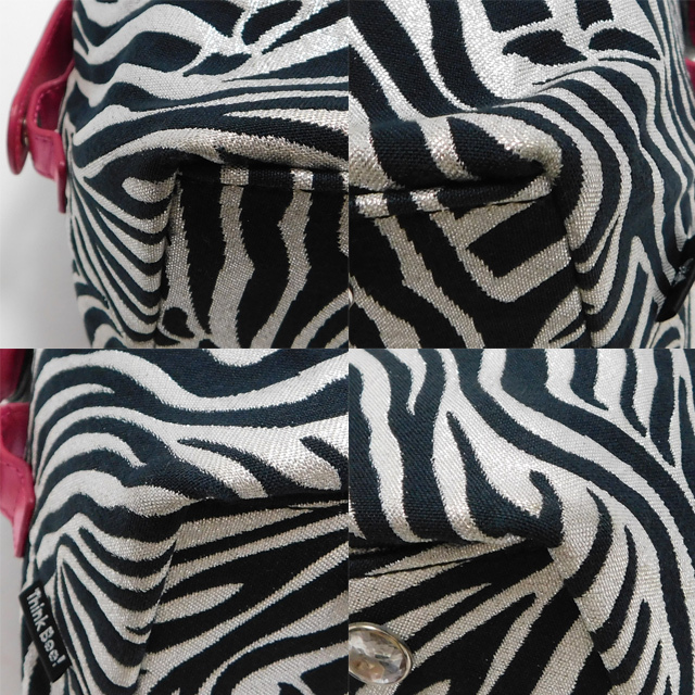 1000円 美品 Think Bee! シンクビー ボストンバッグ ハンドバッグ ゼブラ柄_画像7