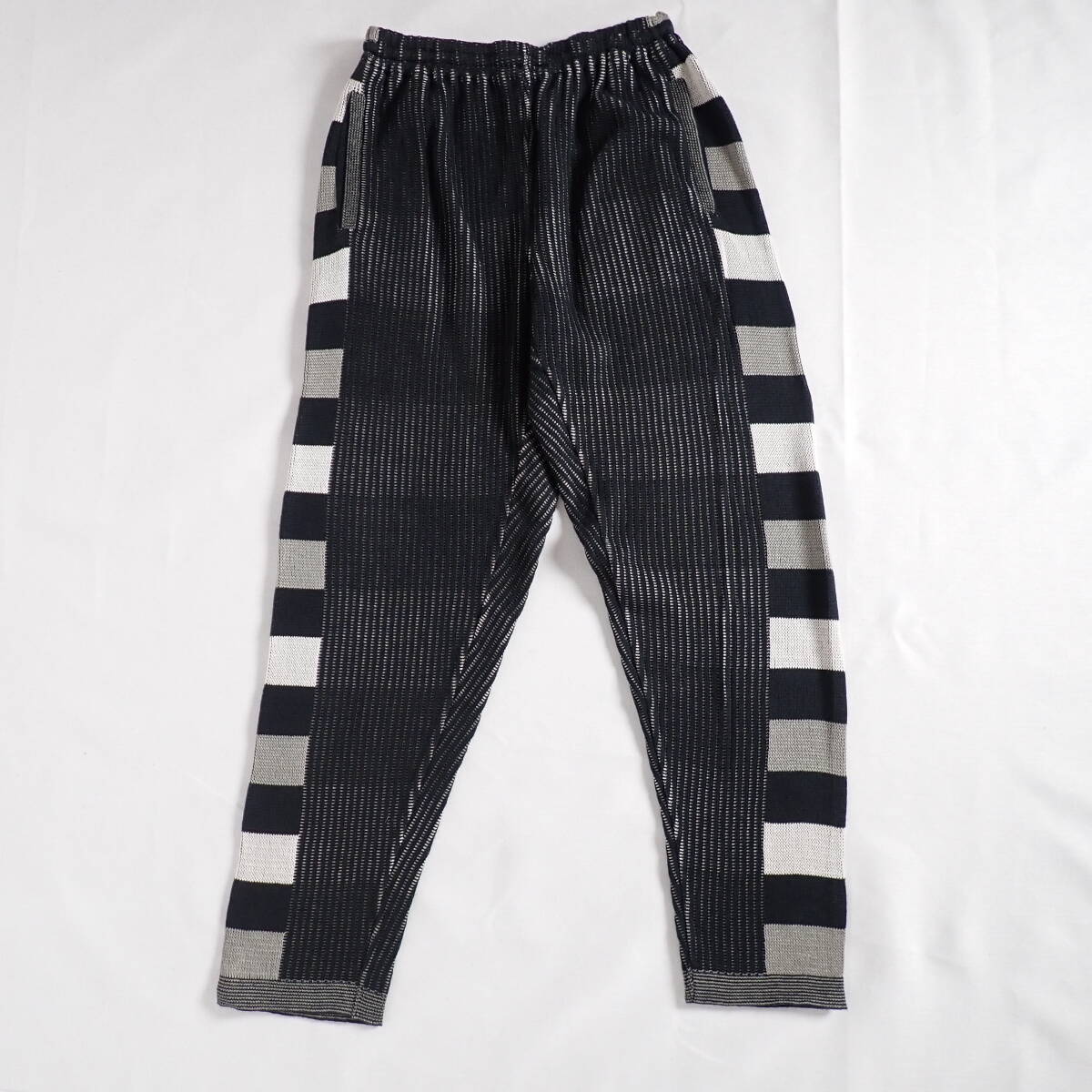 【80s 筆タグ オンリミット期】状態良好 イッセイ ミヤケ メン ISSEY MIYAKE MEN ボーダー ニットパンツ アーカイブ ヴィンテージ_画像2
