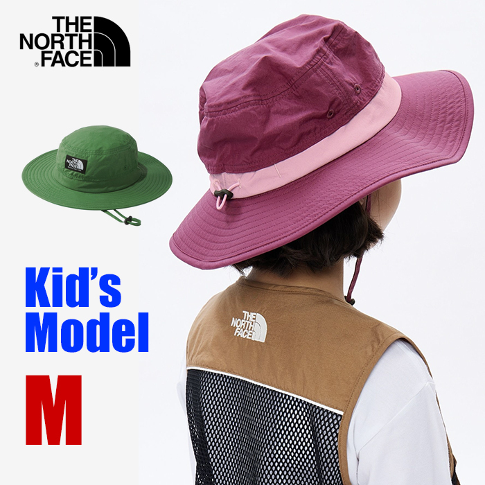 【新品】ノースフェイス ハット キッズ 緑 M THE NORTH FACE ホライズンハット 紐付き 帽子 ブランド UVケア 紫外線対策 NNJ02312_画像1