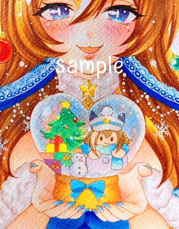  ручные иллюстрации лошадь . vi Bros солнечный ta Рождество "снежный шар" открытка размер 