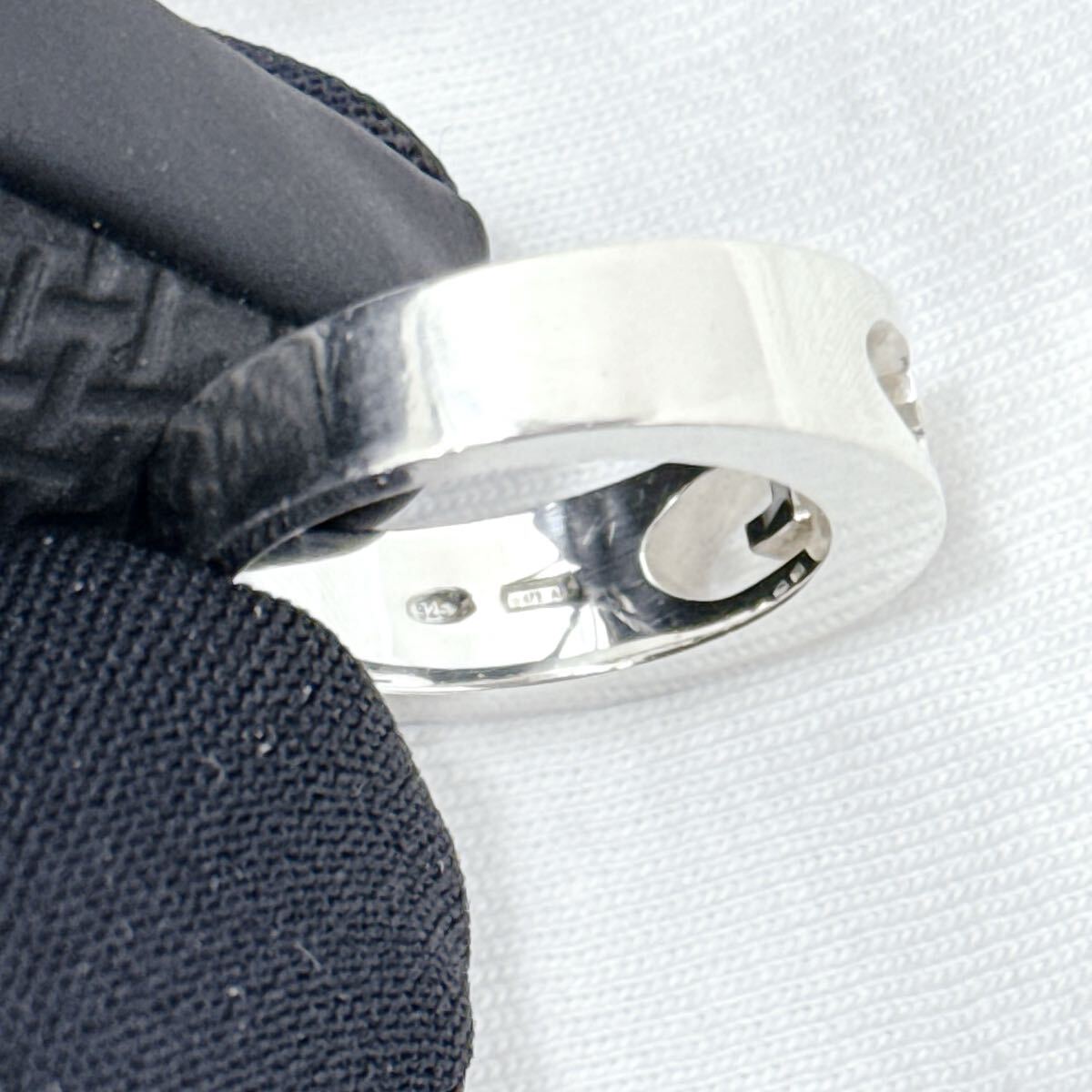  прекрасный товар полировальный settled GUCCI Gucci двойной G cut наружный Blanc dead кольцо кольцо 14 номер SV925 серебряный аксессуары мужской женский 