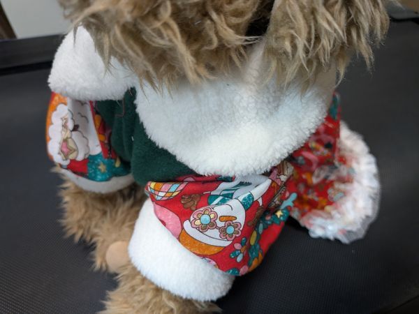 現品のみ★緑フリースに赤クリスマス柄スカートワンピS_画像4
