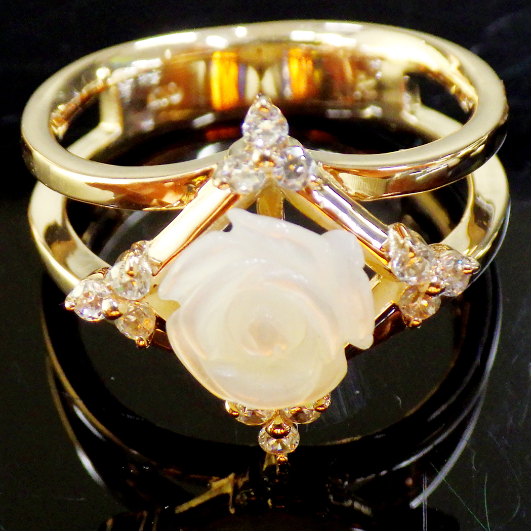 K10 リング ローズ 3.7g 薔薇 10号 ゴールド 石種不明_画像6