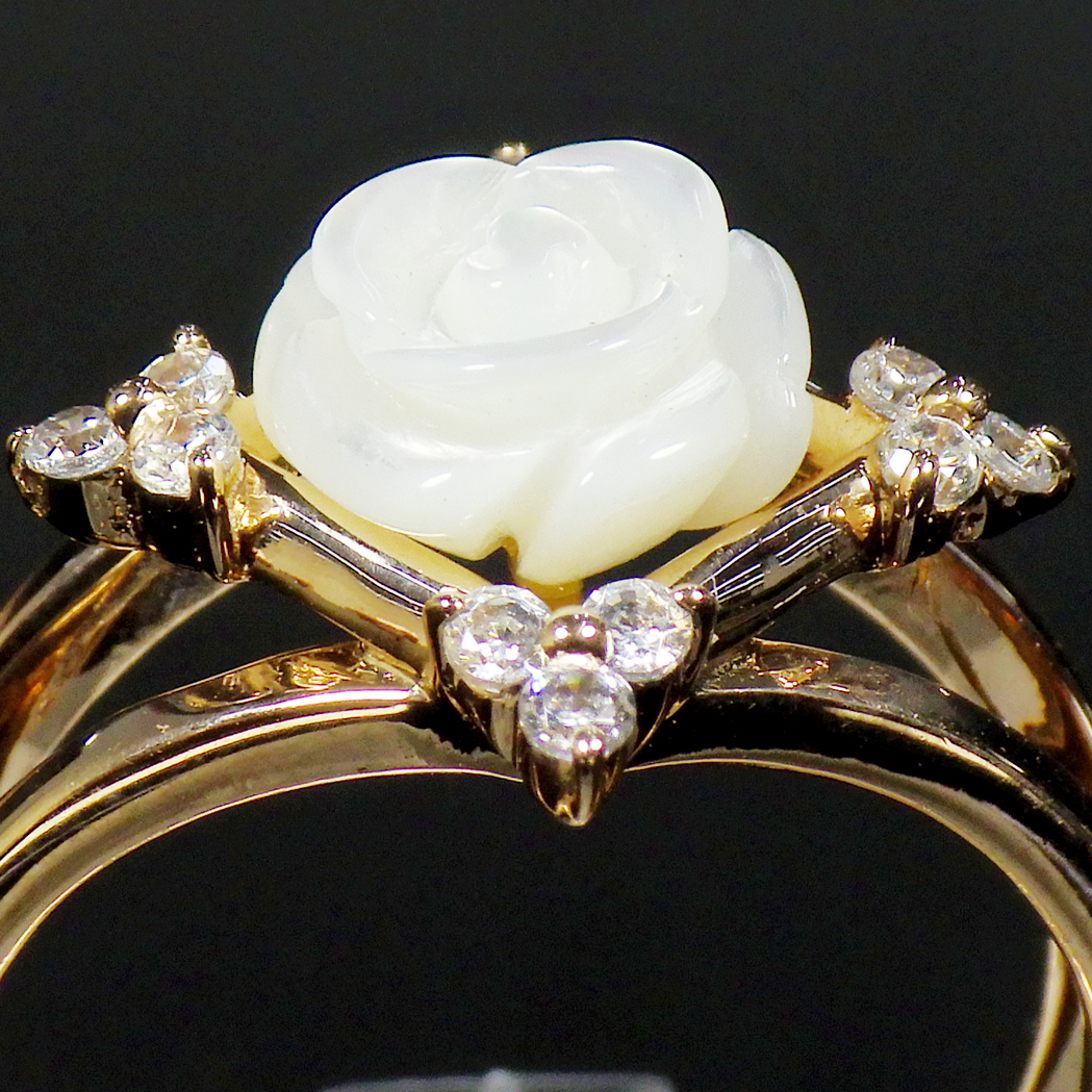 K10 リング ローズ 3.7g 薔薇 10号 ゴールド 石種不明_画像7