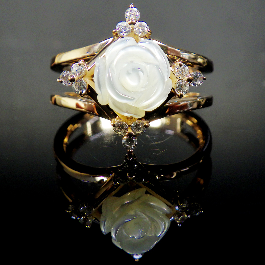 K10 リング ローズ 3.7g 薔薇 10号 ゴールド 石種不明_画像1