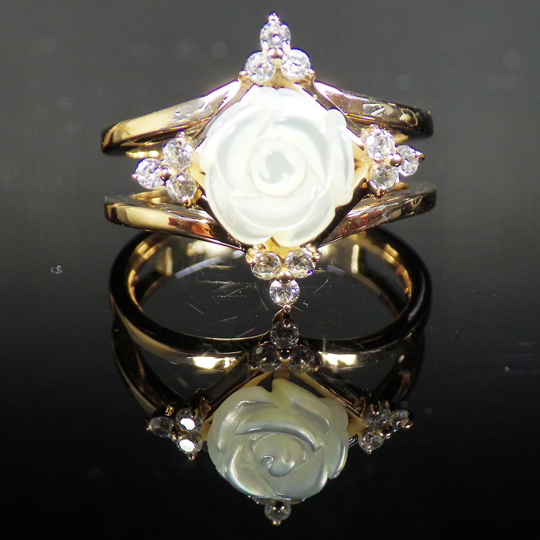 K10 リング ローズ 3.7g 薔薇 10号 ゴールド 石種不明_画像8