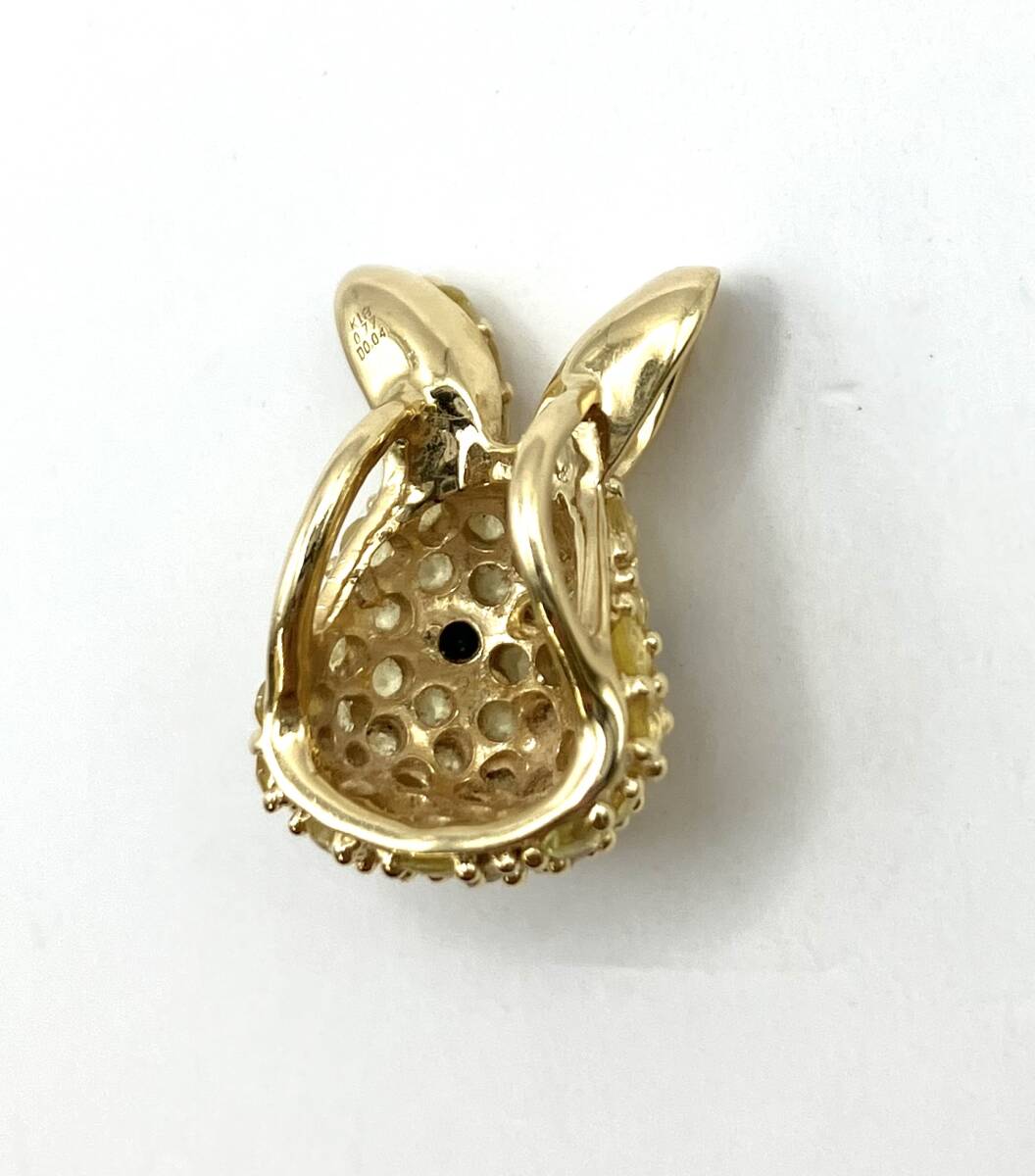 K18 トップ イエローサファイア0.77ct／ダイヤモンド0.04ct／2.0g うさぎ ソーティング付き_画像5