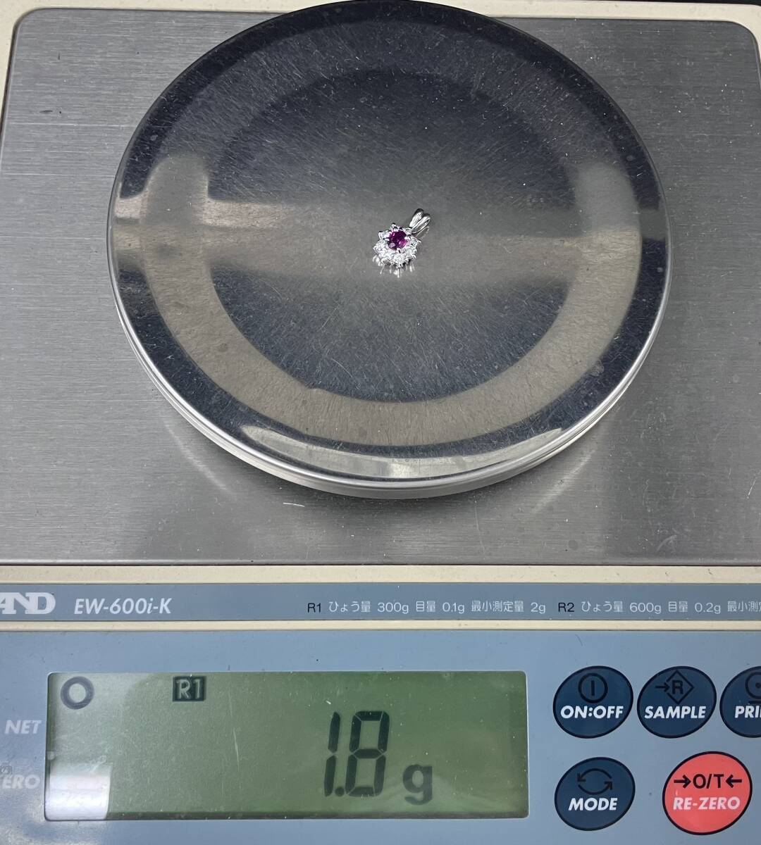 【鑑別書付き】天然ルビー 天然ダイヤモンド Pt900 プラチナ 0.34ct 0.31ct トップ 1.8g 店舗受取可_画像8