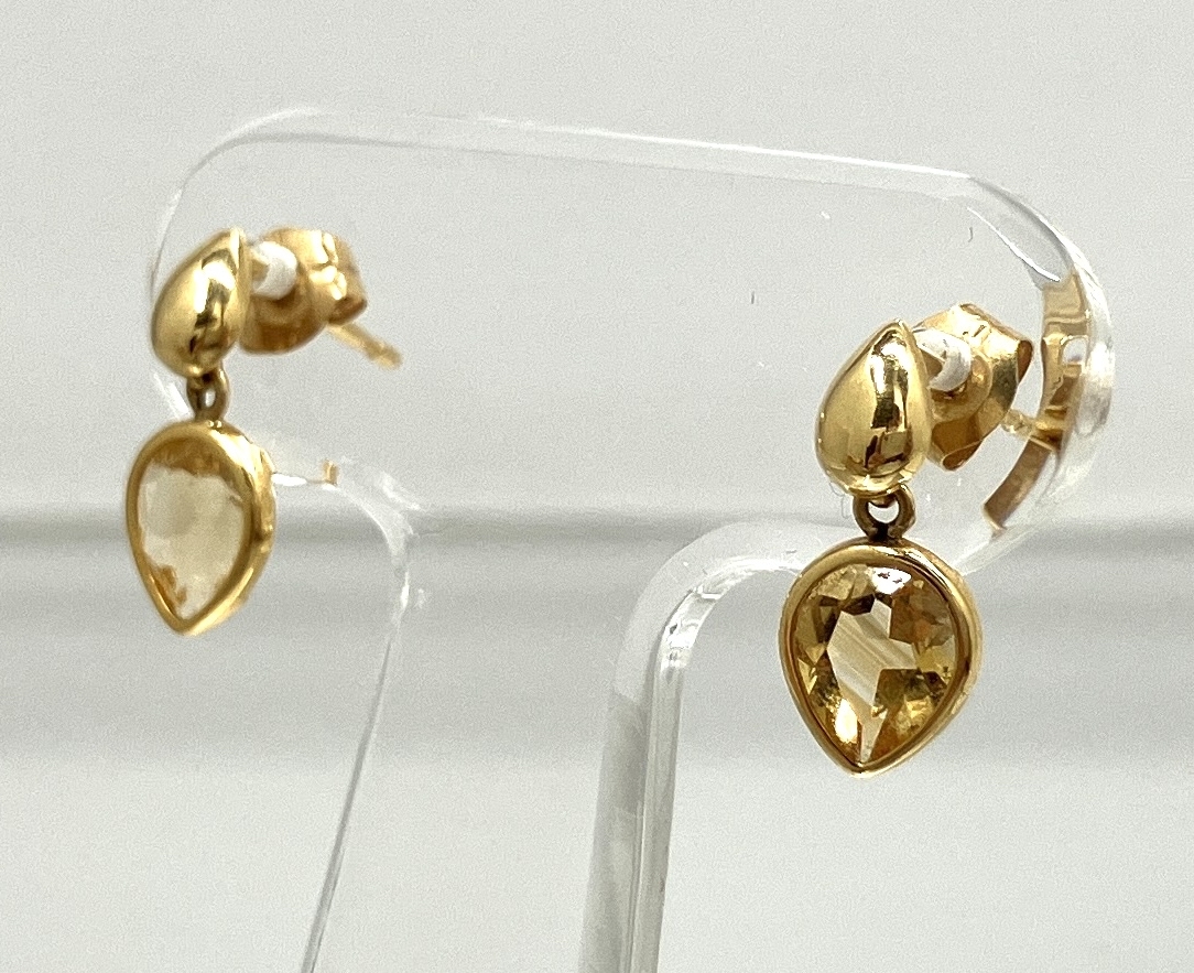 K18 カラーストーン（黄色石） ピアス 約0.7g_画像3