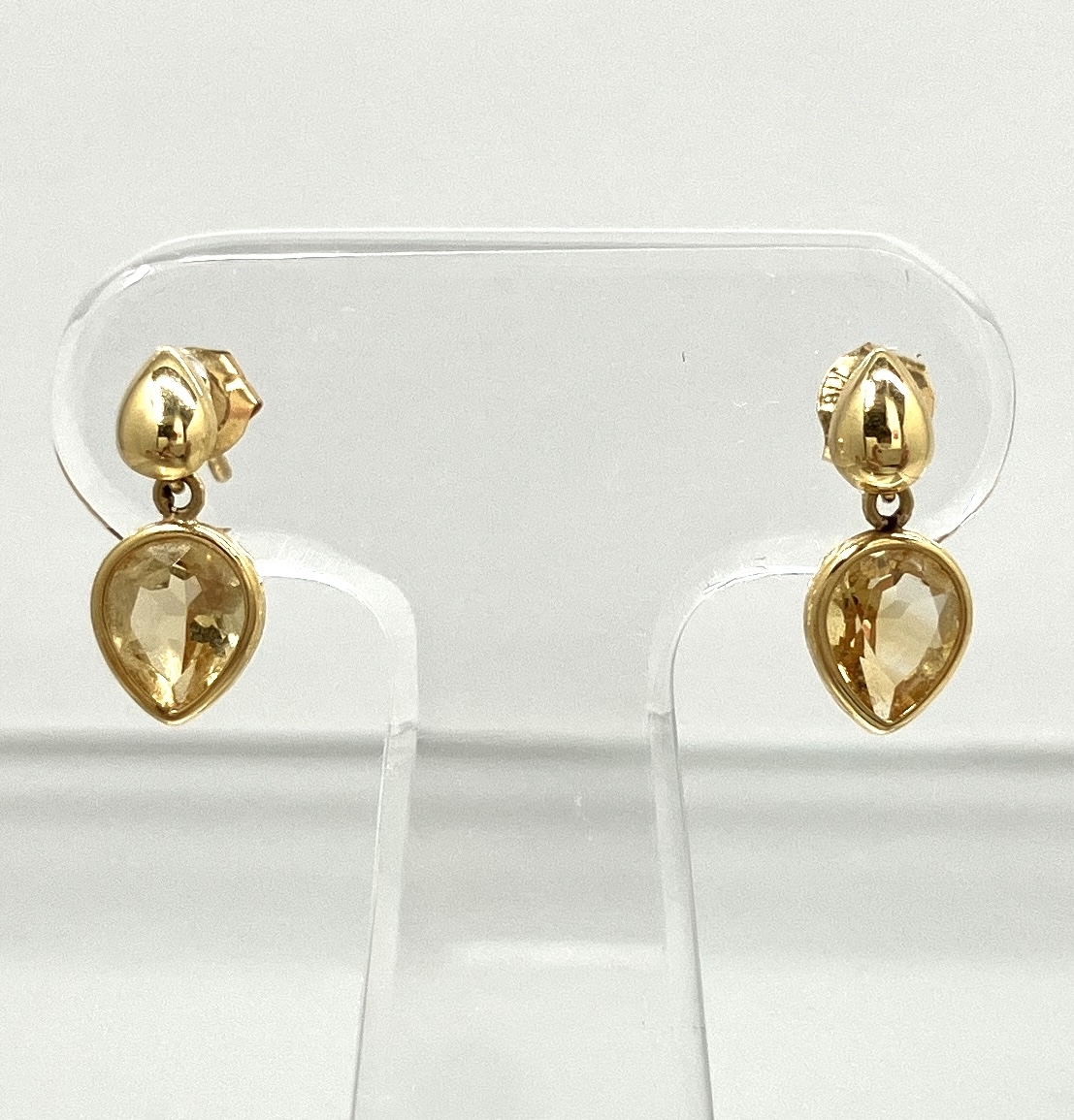 K18 カラーストーン（黄色石） ピアス 約0.7g_画像1