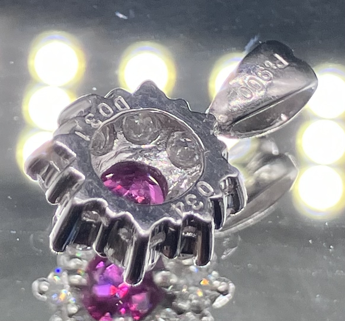 【鑑別書付き】天然ルビー 天然ダイヤモンド Pt900 プラチナ 0.34ct 0.31ct トップ 1.8g 店舗受取可_画像2