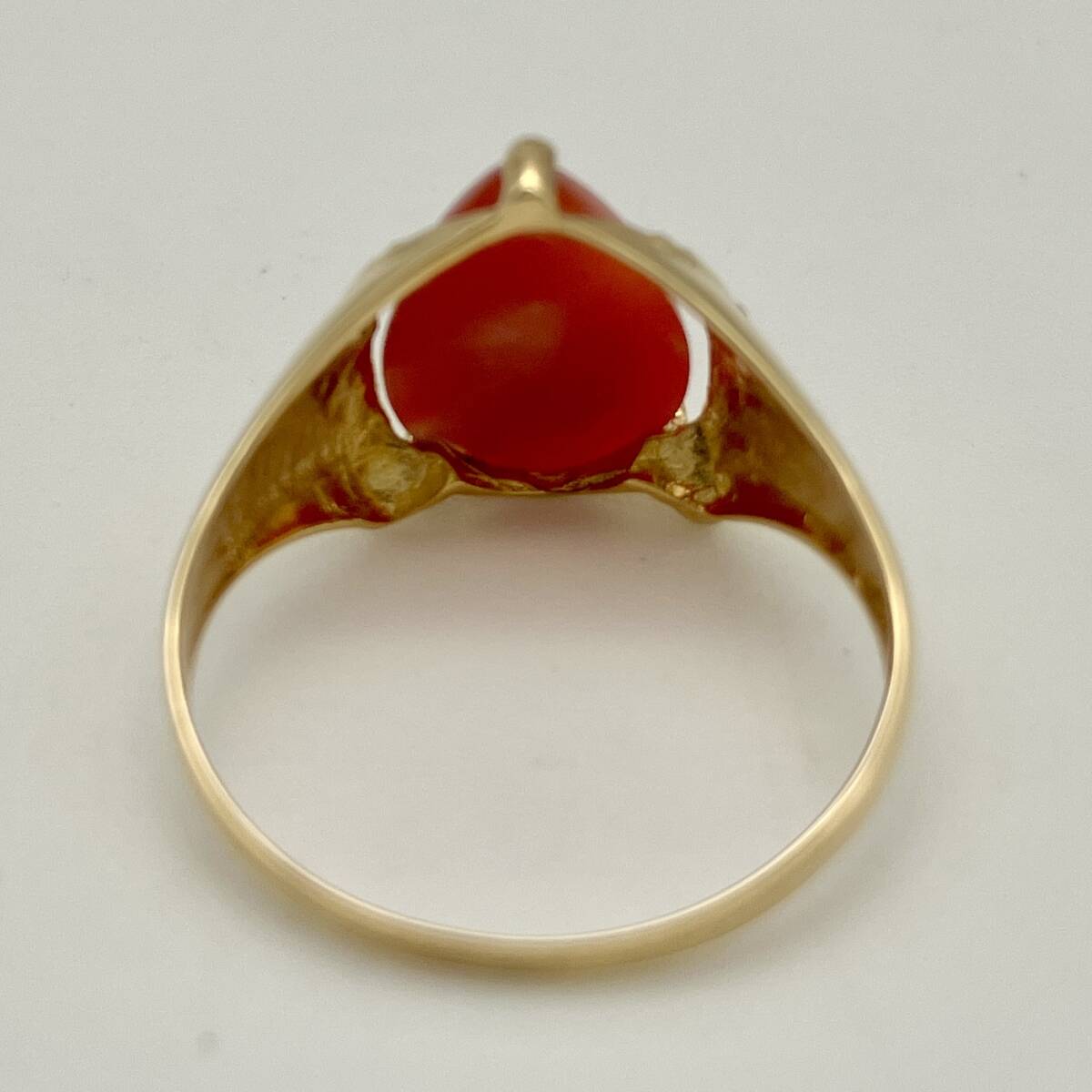 [ натуральный коралл ] K18 18 золотой te The Yinling g натуральный бриллиант имеется 11 номер 1.7g. другой документы полировка завершено 