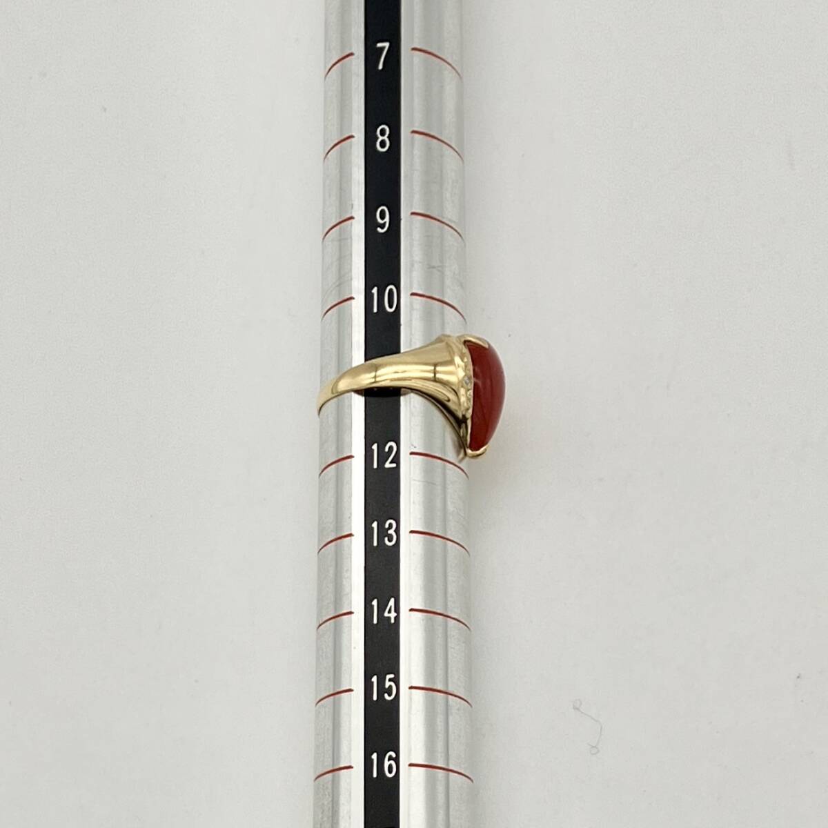 [ натуральный коралл ] K18 18 золотой te The Yinling g натуральный бриллиант имеется 11 номер 1.7g. другой документы полировка завершено 