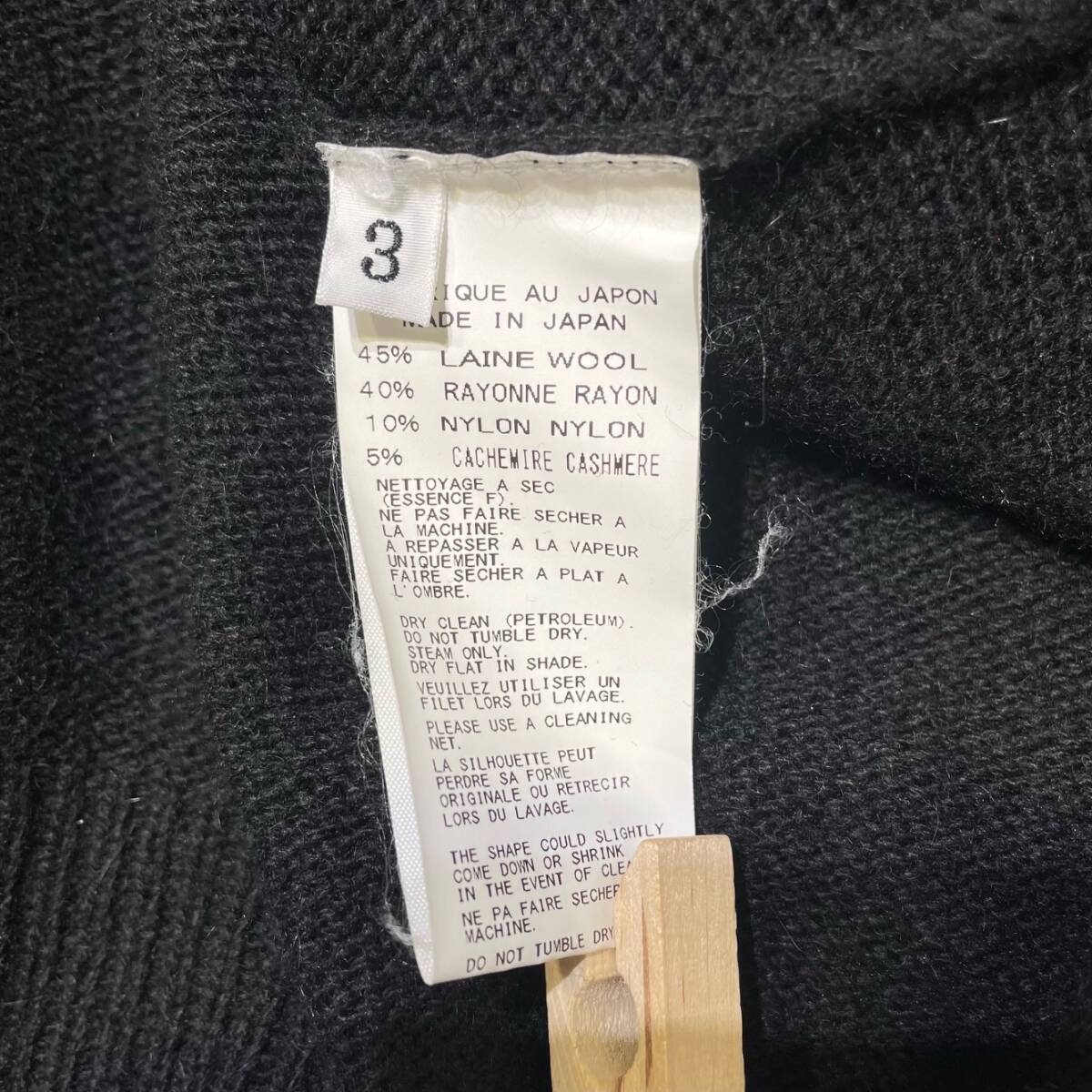 12aw YOHJI YAMAMOTO POUR HOMME ニット カシミヤ混アシンメトリーニット HD-K86-189 サイズ3 ヨウジヤマモトプールオム_画像6