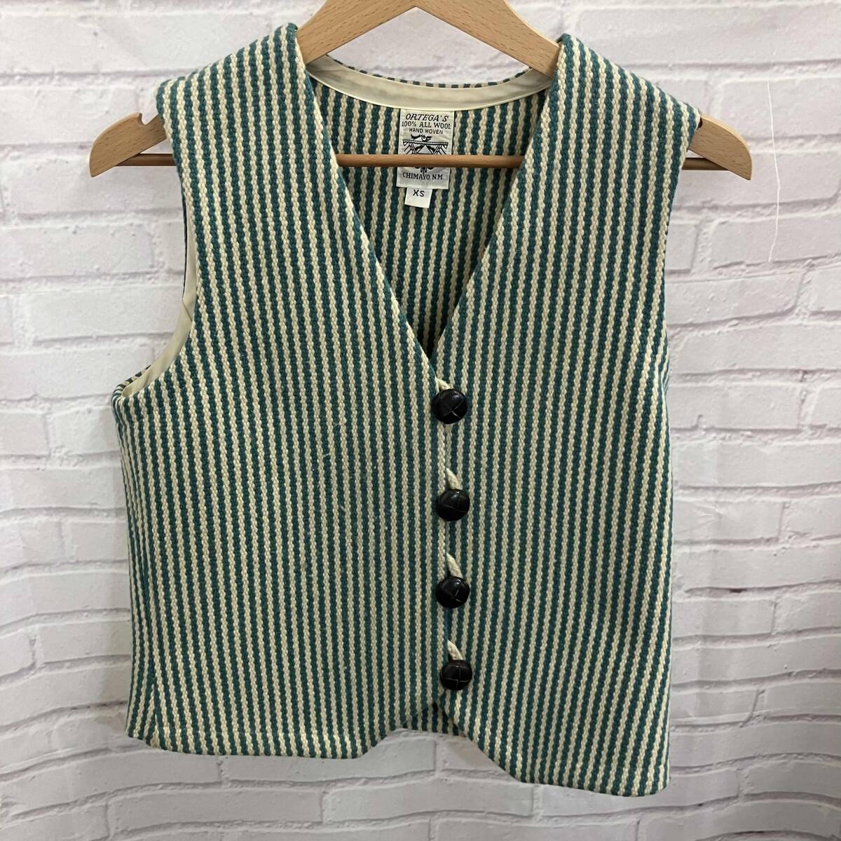 ORTEGA's / オルテガ / チマヨベスト / JEYOKA / ストライプ / 表記サイズXS / グリーン&ベージュ_画像1