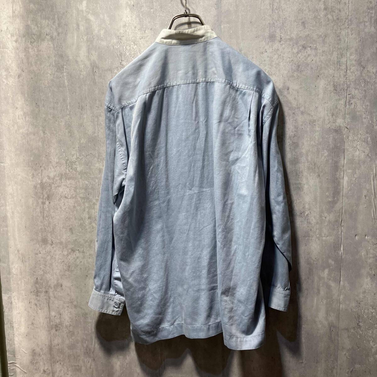 80s ISSEY MIYAKE プリーツシャツ 長袖シャツ ライトブルー LM12488 サイズM イッセイミヤケ 店舗受取可_画像2