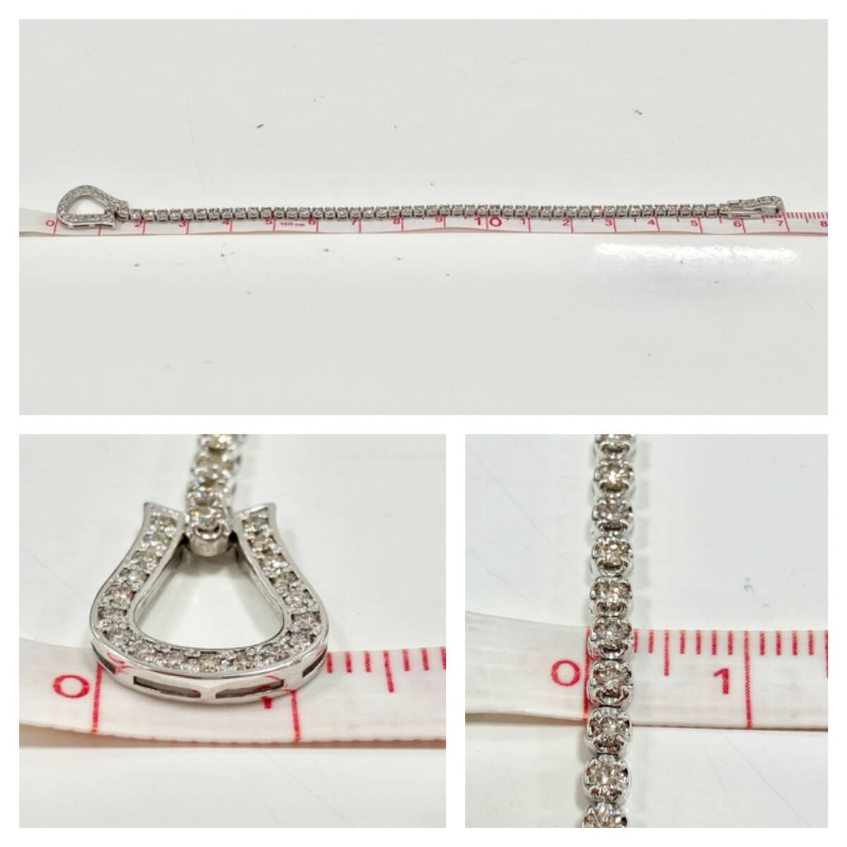 【ソーティング付き】K18WG 約16cm ダイヤ2.0ct 7.6g ブレスレット テニスダイヤ レディース ホワイトゴールド_画像7