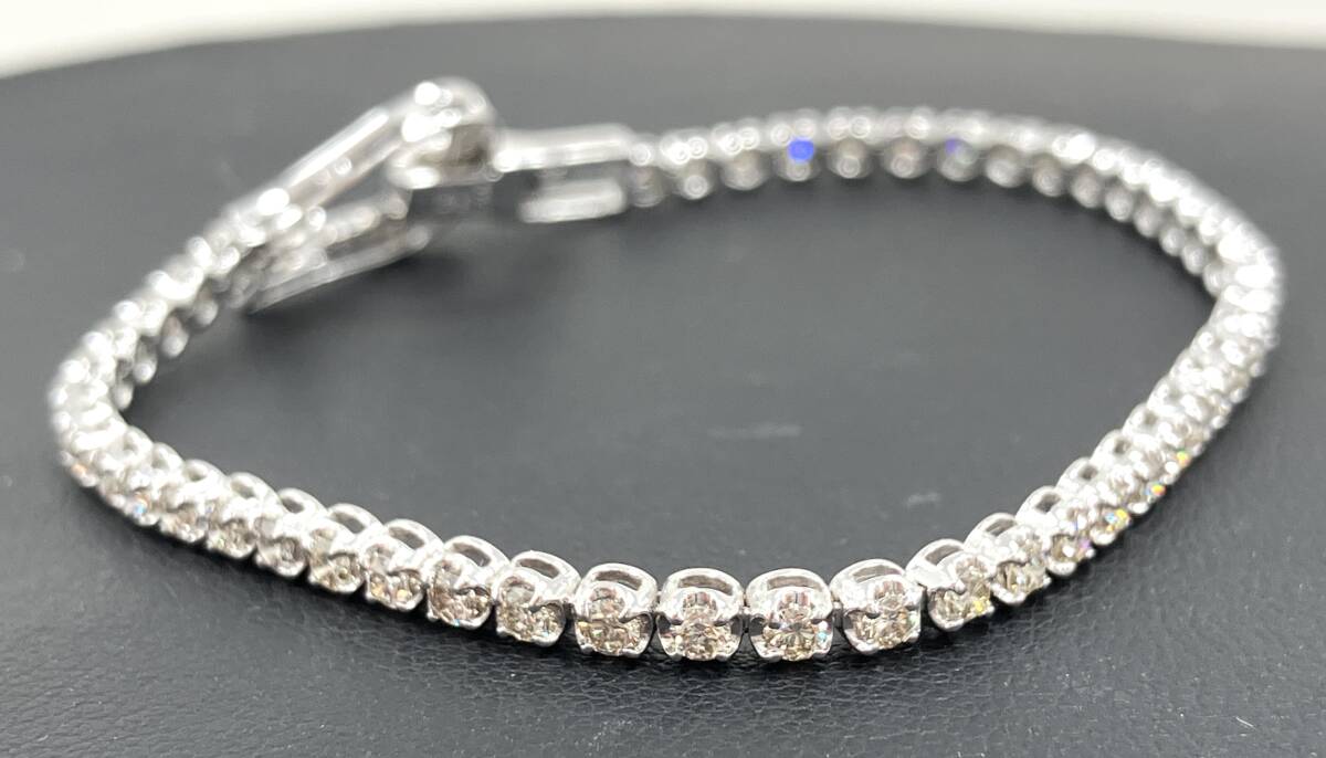 【ソーティング付き】K18WG 約16cm ダイヤ2.0ct 7.6g ブレスレット テニスダイヤ レディース ホワイトゴールド_画像2
