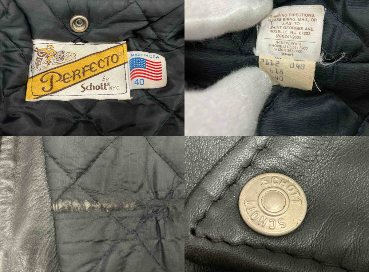 PERFECTO by SCHOTT ダブルライダース 表記サイズ40 ブラック 店舗受取可_画像4