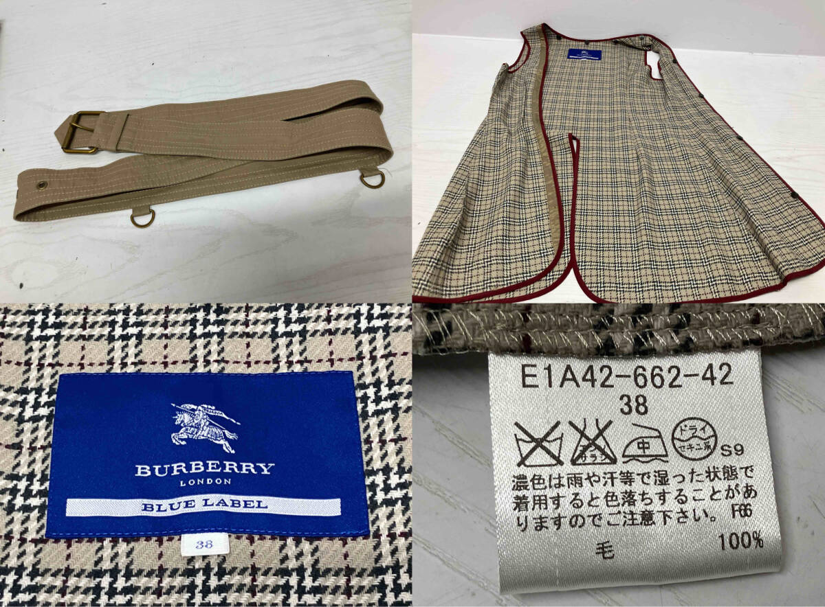 BURBERRY BLUE LABEL バーバリー ブルーレーベル トレンチコート ライナー付き E1A42-662-42 サイズ38 ベージュ 綿100 通年_画像9